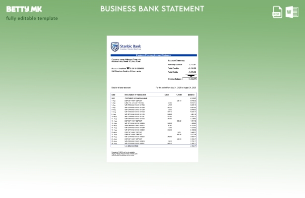 модерен стил Уганда Станбик изјава на фирмата сметка Word и PDF шаблон