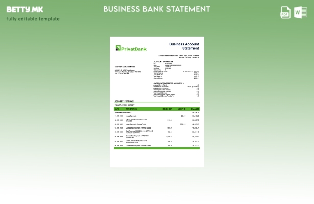модерен стил Украина Privatbank претпријатие сметка Извештај за Word и PDF Шабло
