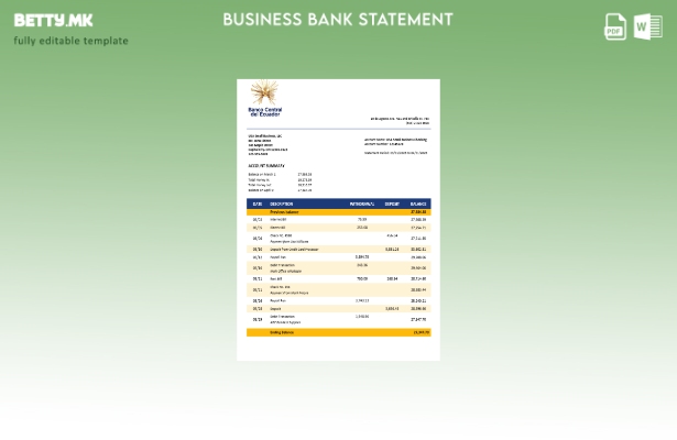 модерен стил Централната банка на Еквадор, деловен извештај од банка, Шаблон за