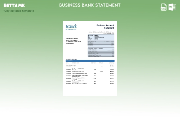 модерен стил Централноафриканска Ecobank Извод на сметка на организација на дело