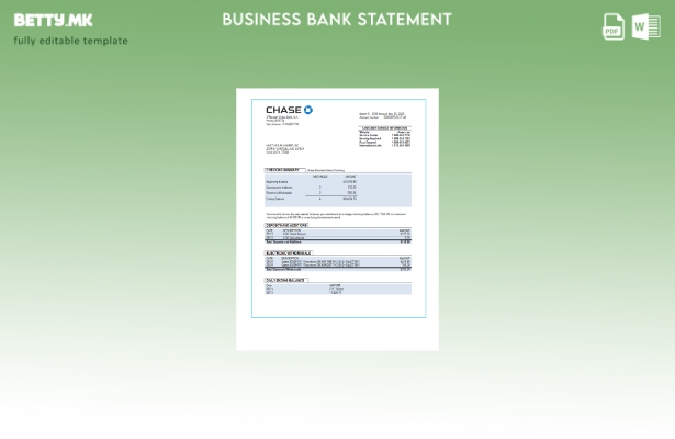 модерен стил Чејс банкарски деловни извештаи за проверка на сметката Шаблон Word