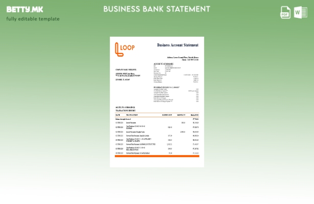 модерен стил во Кенија Лоопа банкарска деловна фирма извод на сметката Шаблон Wo