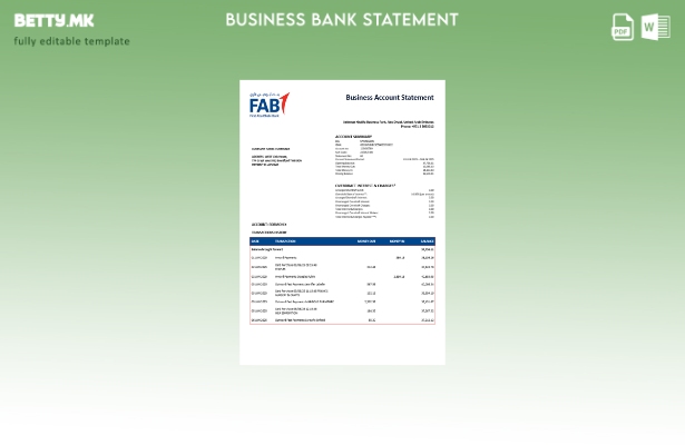 модерен стил на ОАЕ Прва изјава за цврста сметка во Абу Даби Шаблон Word и PDF