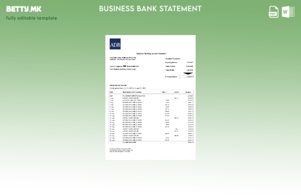 модерен стил на Палау АДБ за корпоративна проверка на сметката Шаблон Word и PDF
