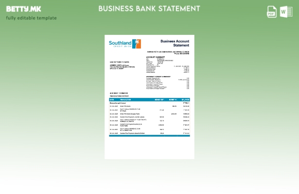 модерен стил на САД Калифорнија Саутленд Кредитна унија за проверка на извод од