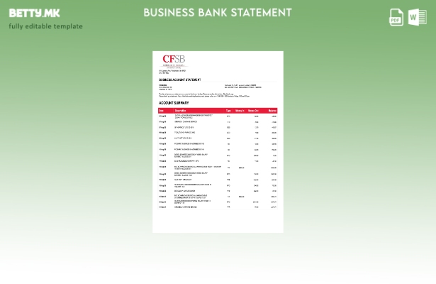 модерен стил на САД CFSB изјава за цврста сметка за Word и PDF Шаблон