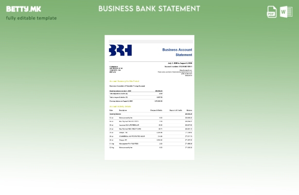 модерен стил на Хаити BRH цврста изјава за сметката Шаблон Word и PDF