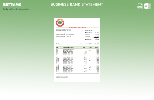 модерен стил на компанијата Рупали што го проверува изводот на сметката Шаблон W