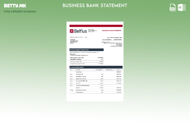 модерен стил на Belfius Bank изјава за претпријатието Word и PDF шаблон