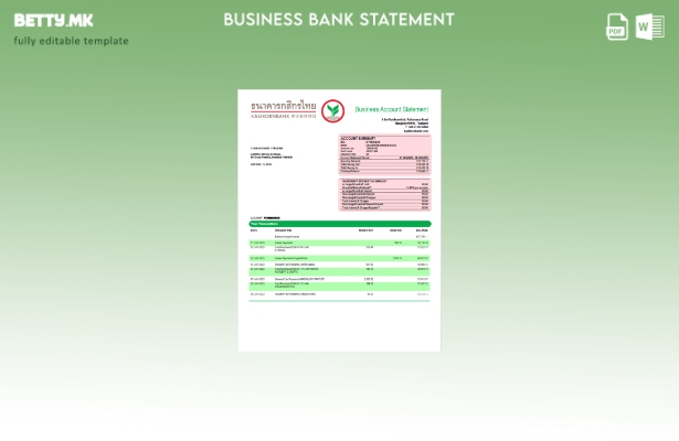 модерен стил на Kasikornbank претпријатие изјава за Word и PDF шаблон