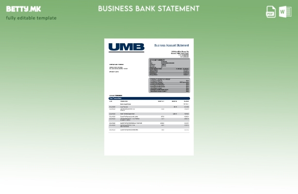 модерен стил на UMB банкарска сметка на претпријатието Шаблон Word и PDF