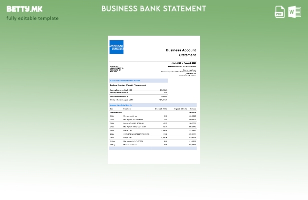 модерен стил на USA American Express за цврста сметка за шаблон Word и PDF