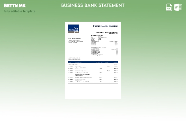 модерен стил на USA First America Bank шаблон за проверка на извод на сметката W