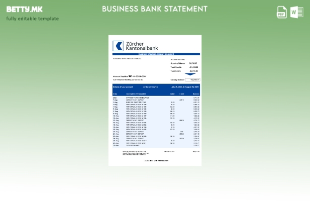 модерен стил на Zürcher Kantonalbank деловна изјава Шаблон Word и PDF