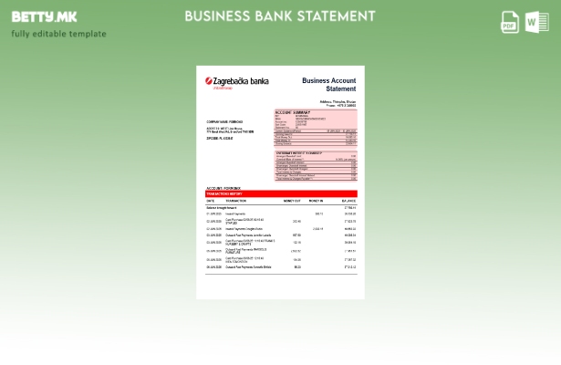 модерен стил хрватска Загребачка банка Извод на деловна фирма за сметка на Word