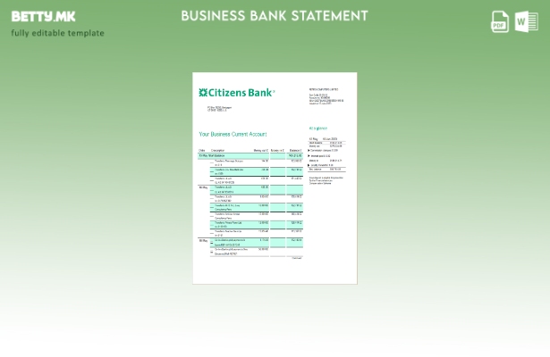 модерен стил цврста изјава на Граѓанската банка Шаблон Word и PDF