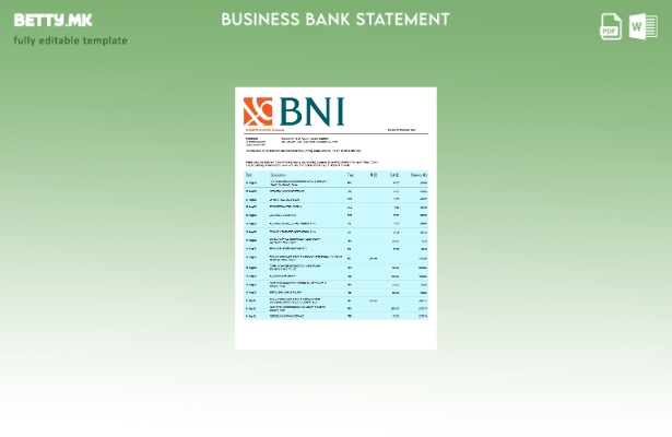 модерен стил цврста изјава на BNI банка Шаблон Word и PDF