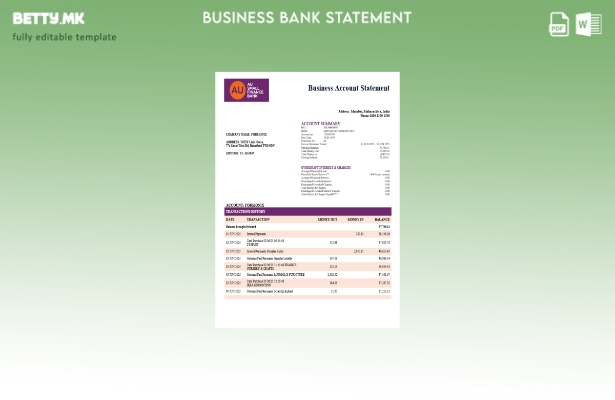 модерен стил AU Мали финансии за сметка на претпријатие Шаблон Word и PDF