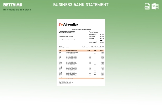 модерен стил Airwallex Limited организација што го проверува изводот на сметката