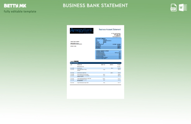 модерен стил Amegy Corporation Извод на организација на банкарска сметка Шаблон