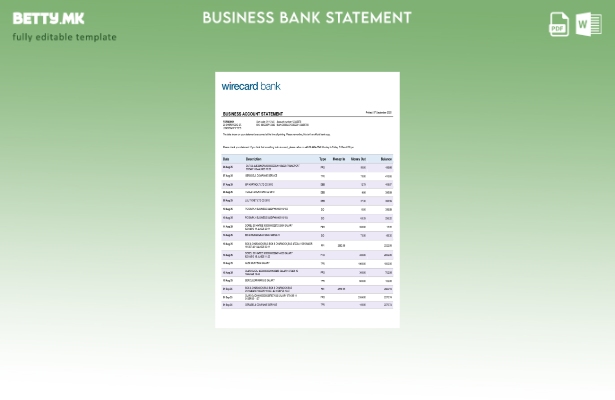 модерен стил Aschheim Wirecard деловна сметка на банкарска сметка Шаблон Word и
