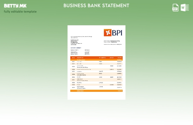 модерен стил Banco BPI цврста изјава за сметката Шаблон Word и PDF