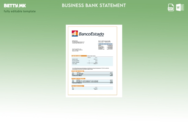 модерен стил Banco del Estado de Chille организација изјава за Word и PDF Шаблон