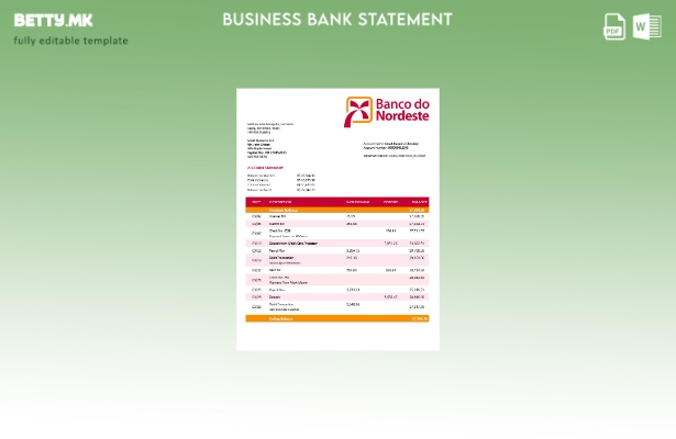 модерен стил Banco do Nordeste цврста изјава за сметката Шаблон Word и PDF