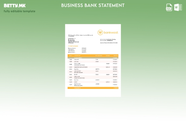 модерен стил Bankwest деловен извод од банка Шаблон Word и PDF