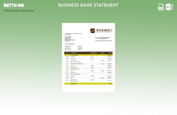 модерен стил Changshu рурална комерцијална банка извод на фирмата сметка Word и