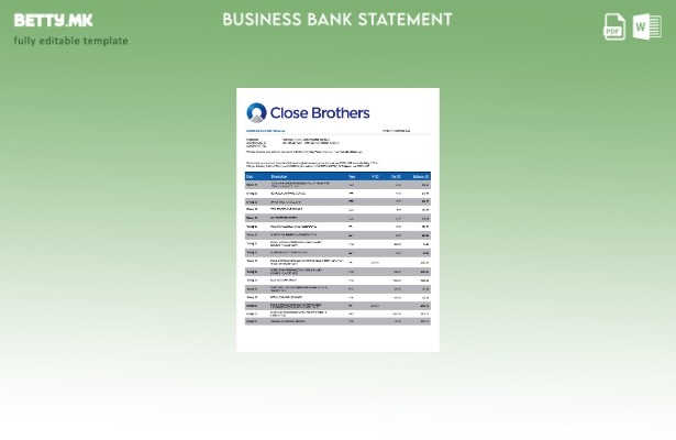 модерен стил Close Brothers Bank Group за проверка на извод на сметката Шаблон W