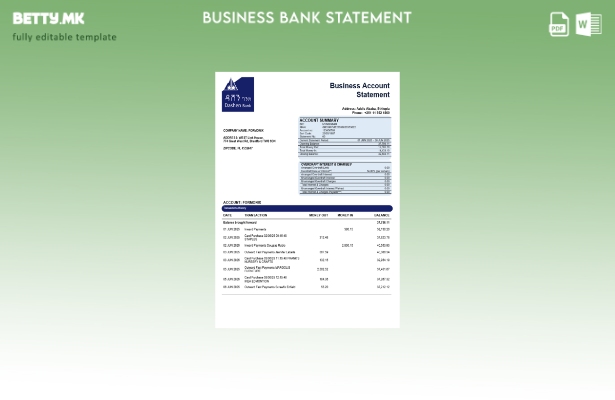 модерен стил Dashen банка изјава за компанија Шаблон Word и PDF формат