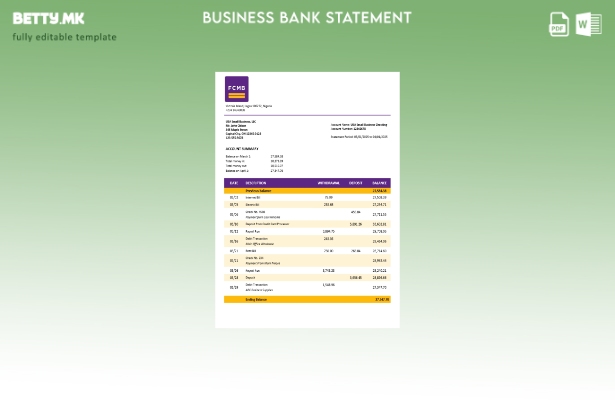 модерен стил FCMB организација што проверува изјава за сметка Шаблон за Word и P