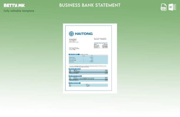 модерен стил Haitong Securities деловна банкарска изјава Шаблон Word и PDF