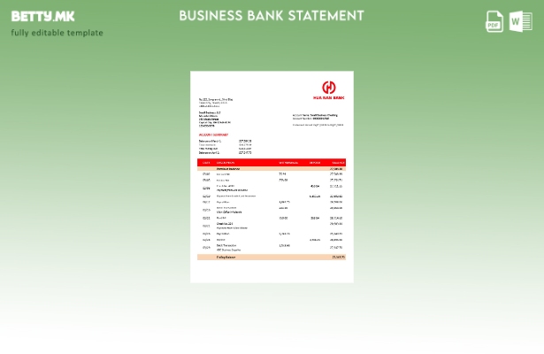 модерен стил Hua Nan Financial Holdings шаблон за извод од банка Word и PDF