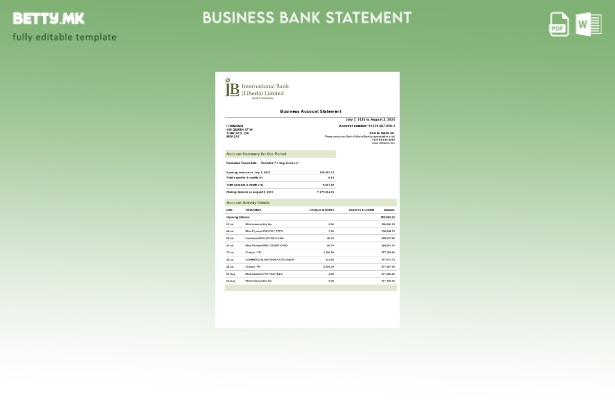 модерен стил IB изјава за меѓународна деловна фирма Шаблон Word и PDF формат ().