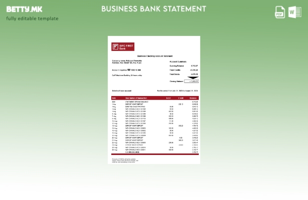 модерен стил IDFC Извештај за првата компанија за сметка Шаблон Word и PDF форма