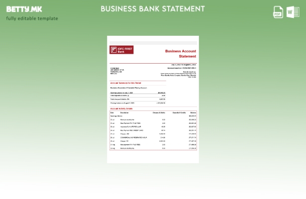 модерен стил IDFC Првата компанија што го проверува изводот на сметката Шаблон W