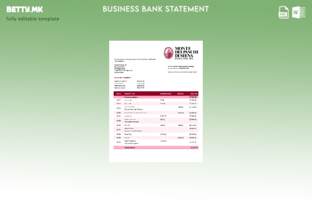 модерен стил Monte dei Paschi di Siena цврста изјава за сметка Шаблон Word и PDF