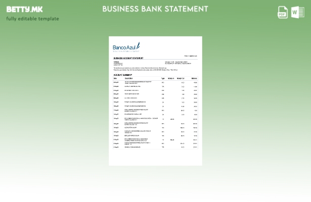 модерен стил Salvador Banco Azul изјава на фирмата сметка Word и PDF шаблон