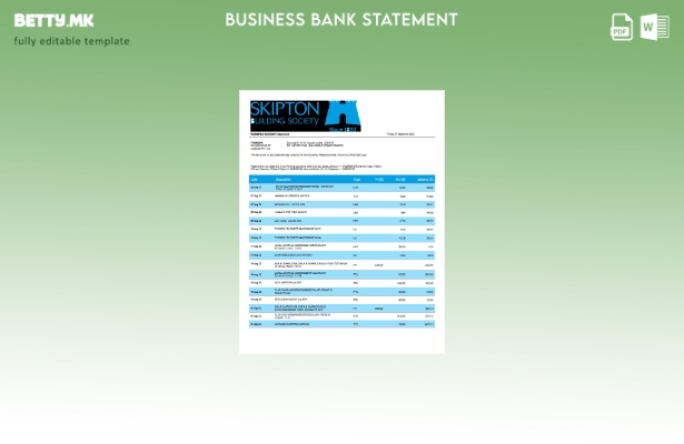 модерен стил Skipton Building Society Bank извод на цврста сметка за Word и PDF