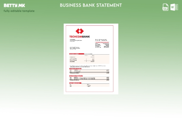 модерен стил Techcombank корпоративна проверка на сметката Шаблон Word и PDF