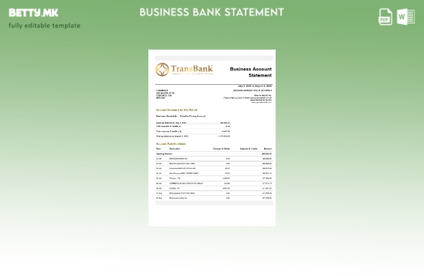 модерен стил Transbank фирмата извод на сметката Шаблон Word и PDF Шаблон ().