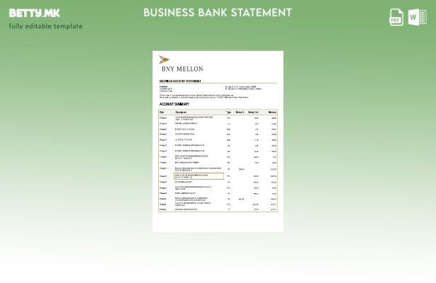 модерен стил USA Bank of New York Mellon Изјава за организацијата Word и PDF шаб