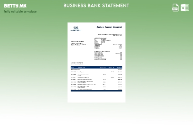 модерен стил, шаблон за Word и PDF од компанијата за проверка на изводот на смет