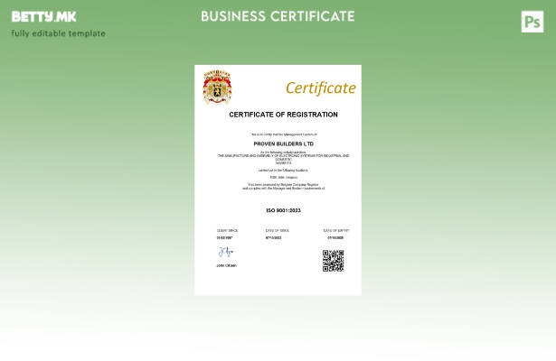 Модерен стил Белгија сертификат за регистрација Шаблон за Word и PDF