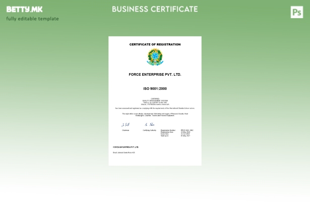 Модерен стил Бразил сертификат за регистрација Шаблон за Word и PDF