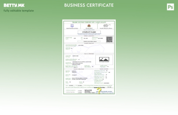 Модерен стил Индија Мангалуру сертификат за трговска лиценца Шаблон за Word и PD