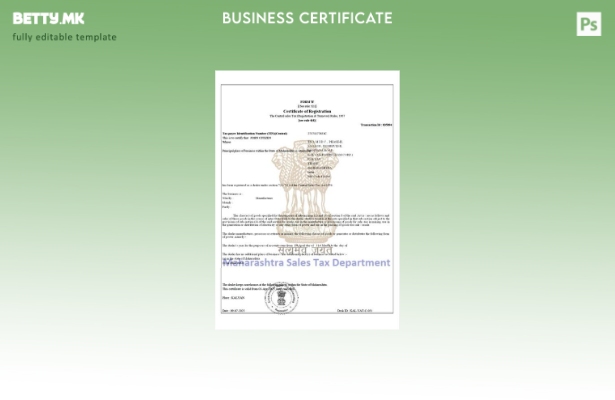 Модерен стил Индија Махараштра сертификат за регистрација на даночен обврзник Ша