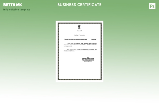 Модерен стил Индија сертификат за инкорпорација Шаблон Word и PDF, шаблон за в 3